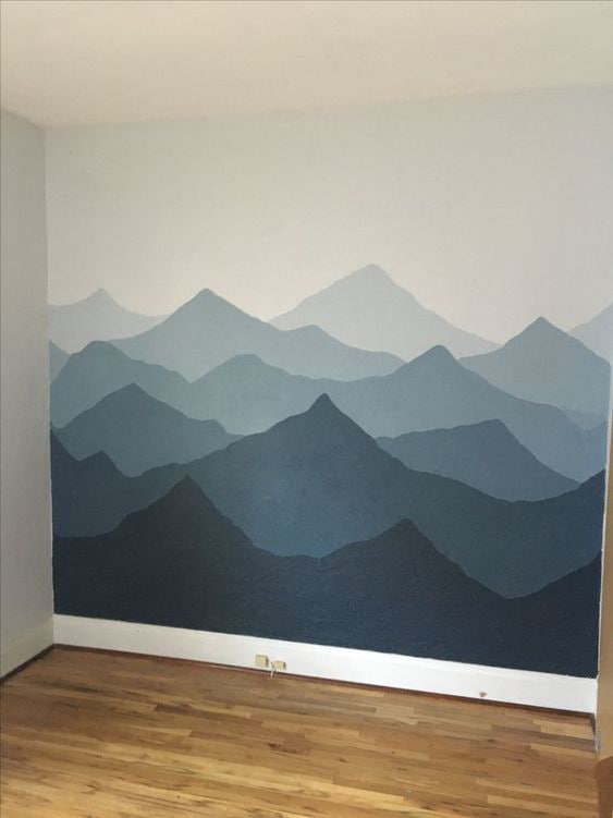 blauwe bergen muren verven inspiratie