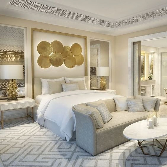 goud met patronen slaapkamer luxe slaapkamer inspiratie