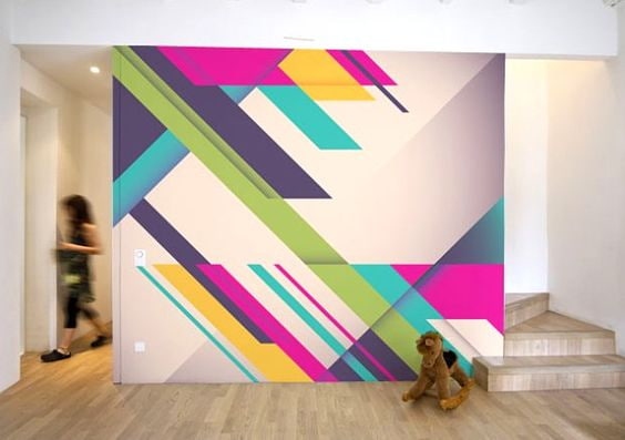 kleurrijke geometrie muren verven inspiratie
