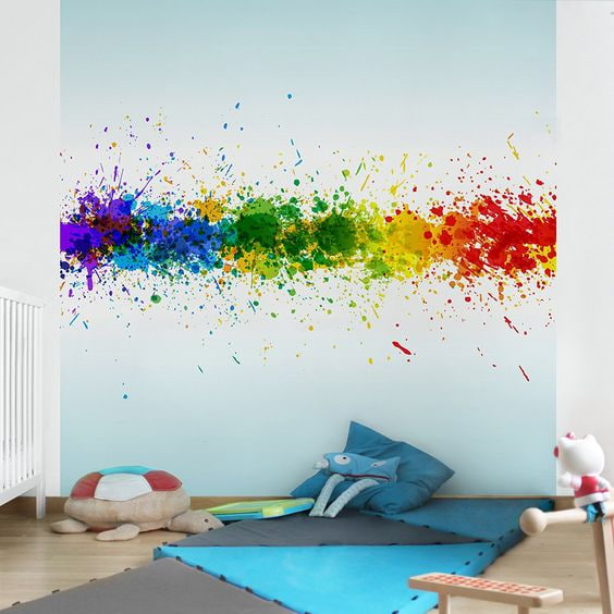 regenboog splatter muren verven inspiratie
