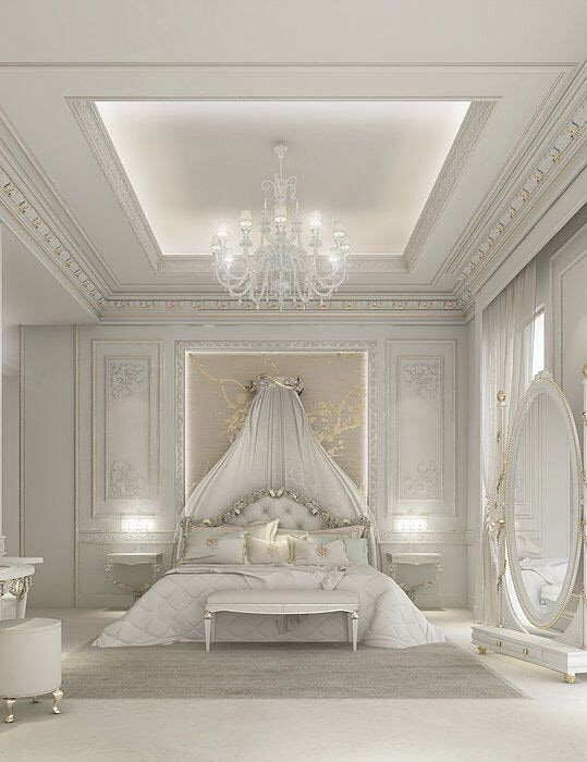 slaapkamer silver met kroonluchter luxe slaapkamer inspiratie