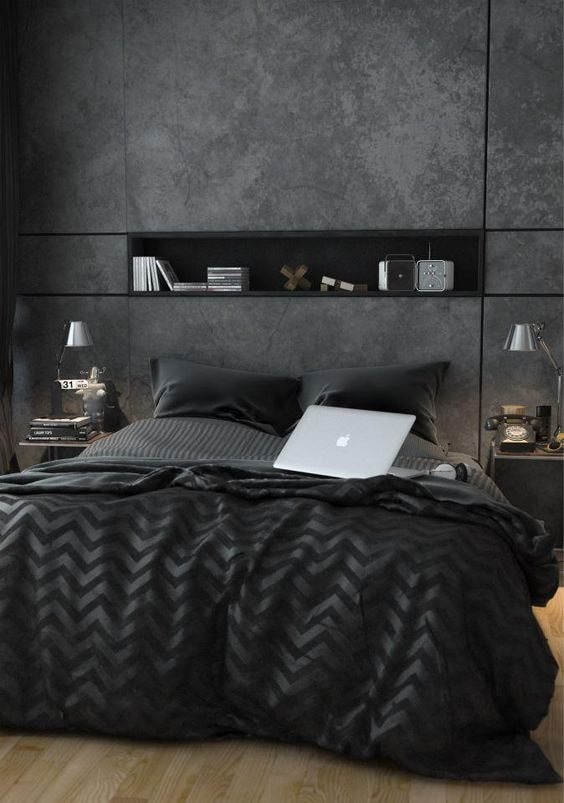 zwart beton slaapkamer luxe slaapkamer inspiratie